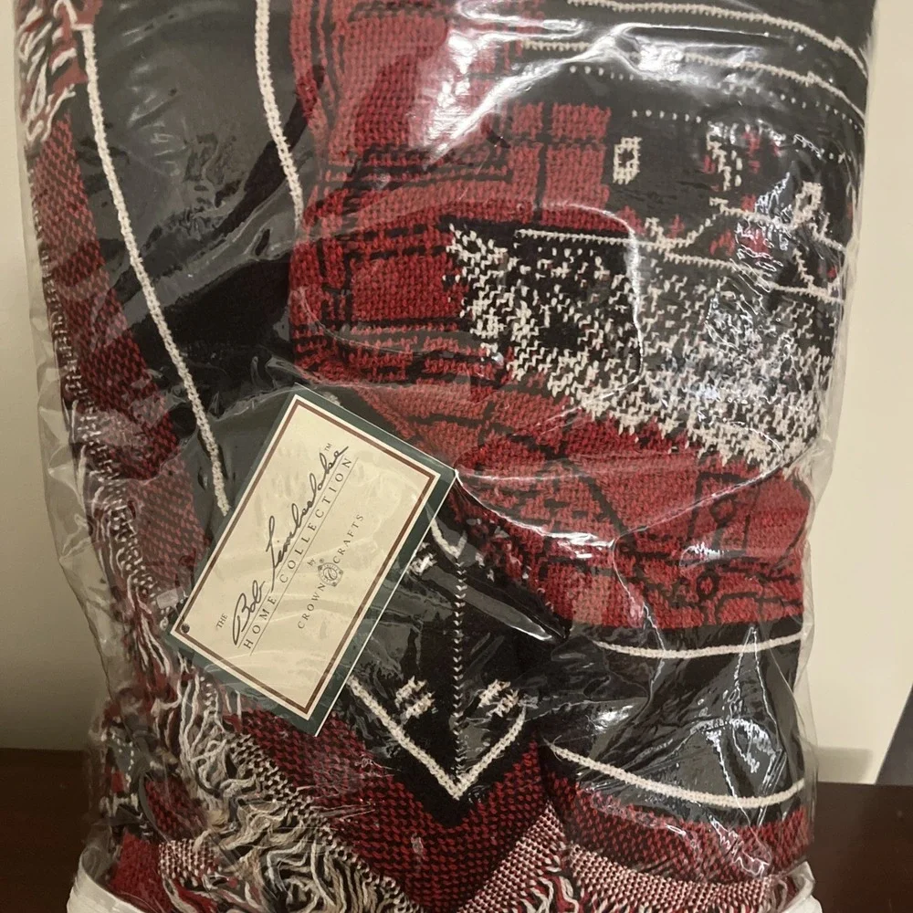 Vintage Bob Timberlake Junction Train Afghan Tapestry Throw NEW USA Crown Crafts